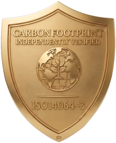 Shield reading Carbon Footprint Independently Verified, ISO 14064-3